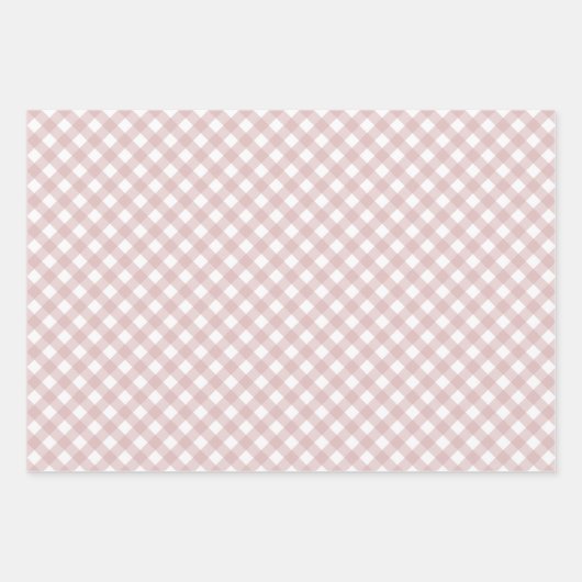 Minimalistisch gedempt roze schaduw geruite patroo inpakpapier vel (Voorkant 3)
