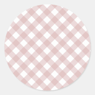 Minimalistisch gedempt roze schaduw geruite patroo ronde sticker