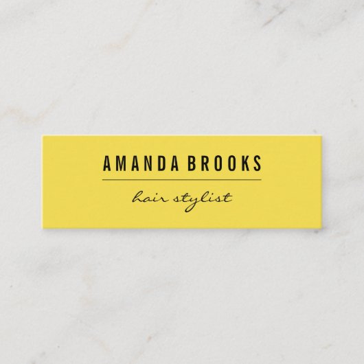 Minimalistisch geel mini visitekaartje (Voorkant)