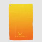Minimalistisch geel Oranje gradiënt monogram Golfhanddoek (Voorkant)