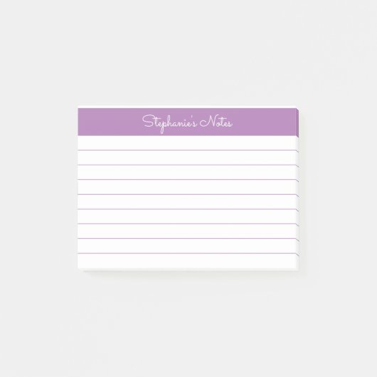 Minimalistisch geëlegant Lavender Lined Personaliz Post-it® Notes (Voorkant)