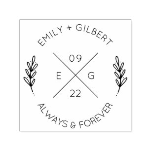 Minimalistisch gekruiste x Initialen bruiloft Zelfinktende Stempel