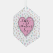 Minimalistisch gelukkige Valentijnsdag Glas Ornament (Voorkant links)