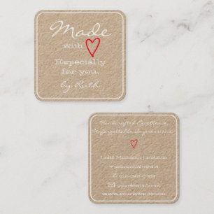 Minimalistisch Gemaakt met Liefde Cute Rode Hart B Vierkante Visitekaartje