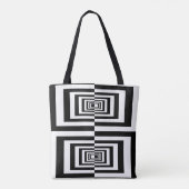 Minimalistisch gemiddelde geometrisch zwart-wit tote bag (Achterkant)