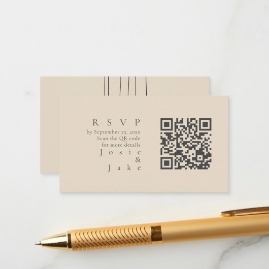 Minimalistisch gemuteerde tonnen bloemen QR-code R Informatiekaartje (Voorkant / Achterkant in situ)
