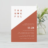 Minimalistisch geo Terracotta Thanksgiving Dinner  Kaart (Staand voorkant)