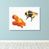 Minimalistisch geometrisch bijen/papaver omwikkeld canvas afdruk (Insitu (Houten vloer))