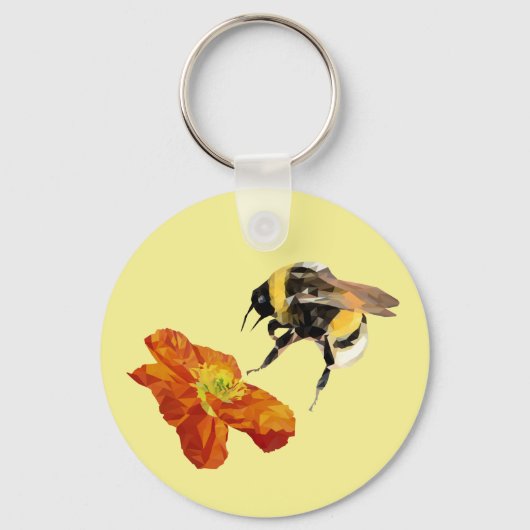 Minimalistisch geometrisch hommel/papaver Sleutelh Sleutelhanger (Voorkant)
