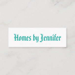 Minimalistisch geometrisch kalligrafie turquoise p mini visitekaartje