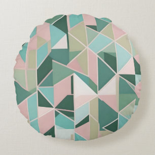 Minimalistisch geometrisch patroon in pastelkleure rond kussen
