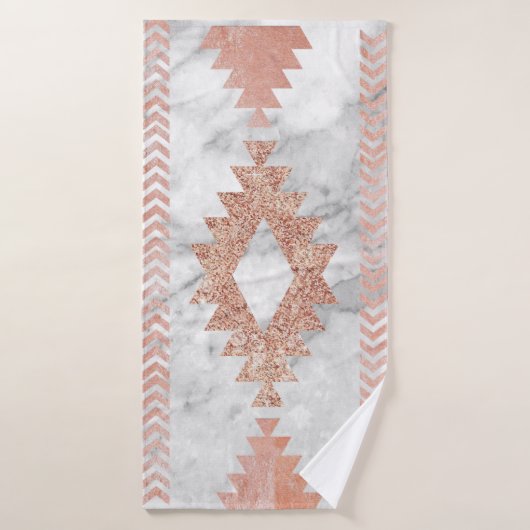 minimalistisch geometrisch roos goud aztec witte m badhanddoek (Badhanddoek)
