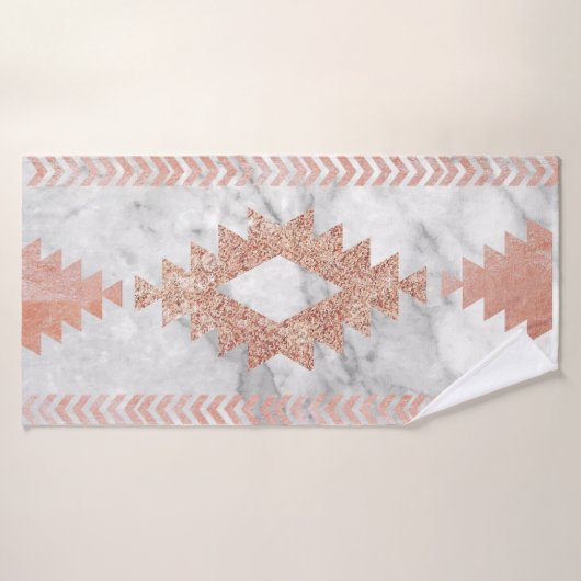 minimalistisch geometrisch roos goud aztec witte m badhanddoek (Badhanddoek)
