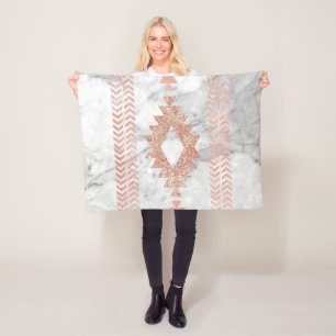 minimalistisch geometrisch roos goud aztec witte m fleece deken