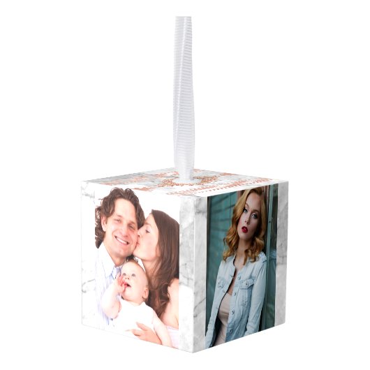 minimalistisch geometrisch roos goud aztec witte m kubus ornament (Achter hoekig)