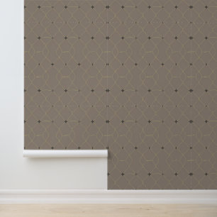 Minimalistisch geometrisch roosterpatroon in Taupe Behang
