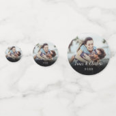 Minimalistisch Gepersonaliseerd Fotokader Naam Dat Confetti (Achterkanten)