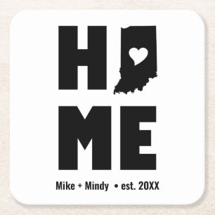 Minimalistisch gepersonaliseerd Indiana Home Vierkante Kartonnen Onderzetter
