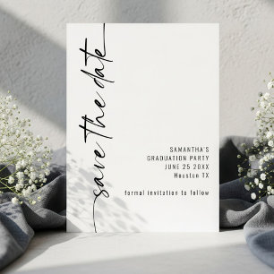 Minimalistisch geroteerd kalligrafie Afstuderen Save The Date