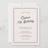 Minimalistisch gescalloped 70ste verjaardagsfeest kaart (Voorkant)
