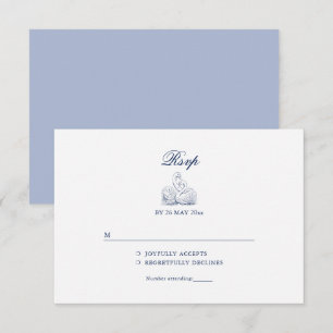 Minimalistisch geschetste bruids boeket bruiloft RSVP kaartje