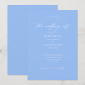 Minimalistisch gescripte Peri Blue Wedding Kaart (Voorkant / Achterkant)