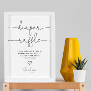 Minimalistisch Geslacht Baby shower Luier Raffle T Poster
