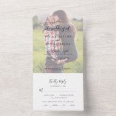 Minimalistisch getande fotoweddenschap all in one uitnodiging (Binnen)