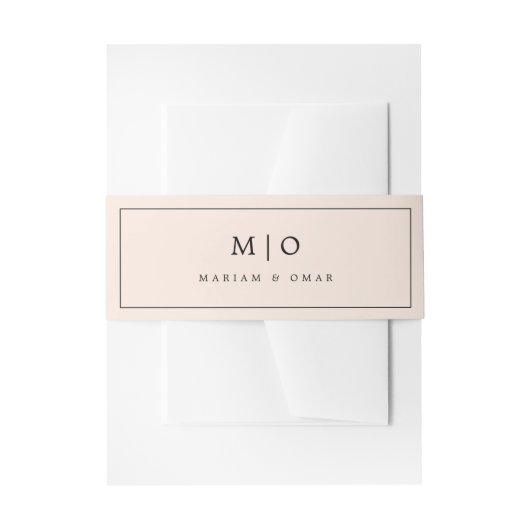 Minimalistisch getelegrafeerd per monogram huwelij uitnodigingen wikkel (Voorkant Voorbeeld)