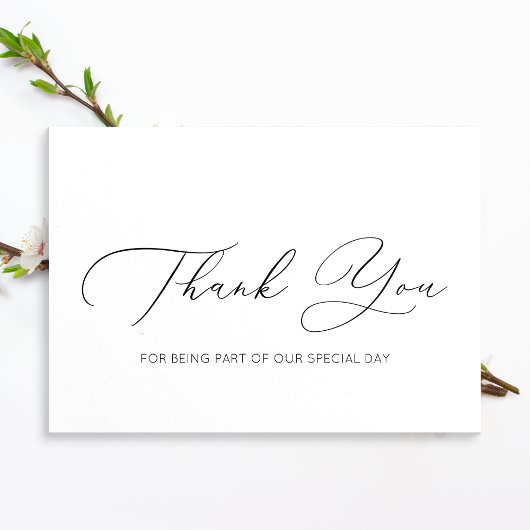 Minimalistisch gevouwen bruiloft bedankpas kaart