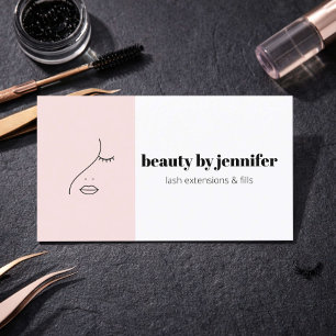 Minimalistisch Gezicht Logo Wimpertechnicus Blush  Visitekaartje