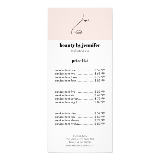 Minimalistisch Gezicht Schoonheid Logo Make-up Art Reclamekaart (Voorkant)