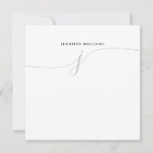 Minimalistisch Girly Black Grey Script Monogram Notitiekaartje (Achterkant)