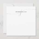 Minimalistisch Girly Black Grey Script Monogram Notitiekaartje (Voorkant)