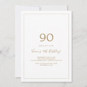 Minimalistisch Gold 90th Birthday Party Kaart