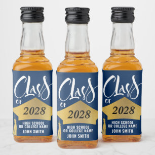 Minimalistisch Gold Afstudeerder Pet Stijlvol Afst Likeurfles Etiket