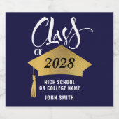 Minimalistisch Gold Afstudeerder Pet Stijlvol Afst Sparkling Wijnetiket (Enkel label)