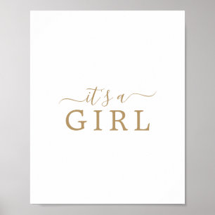 Minimalistisch Gold-Baby shower Het is een meisjes Poster