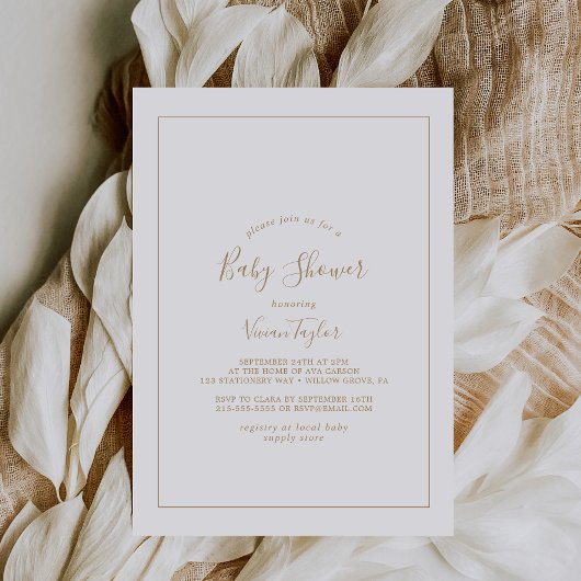 Minimalistisch Gold-Baby shower Kaart