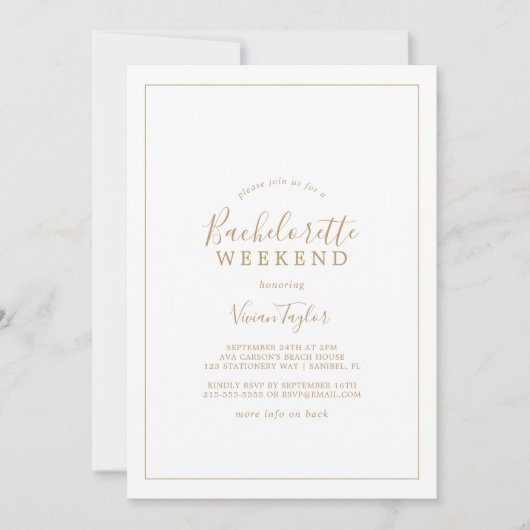Minimalistisch Gold Bachelorette Weekend Kaart (Voorkant)