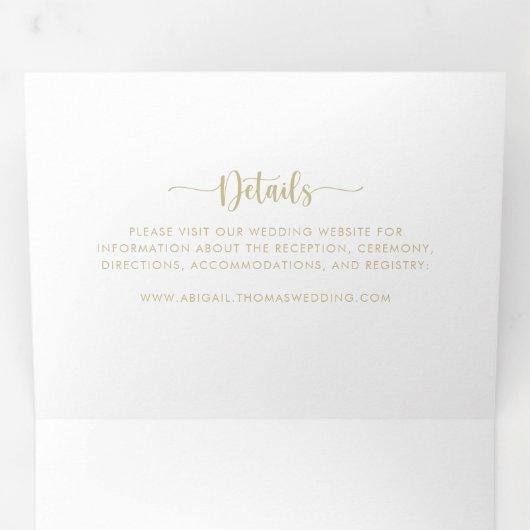 Minimalistisch Gold Drievoudig schrijven Vouw het  Drieluik Uitnodiging (Binnenzijde eerst)