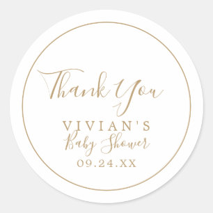 Minimalistisch Gold Hartelijk dank Baby shower Fav Ronde Sticker
