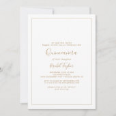 Minimalistisch Gold Quinceañera Kaart (Voorkant)