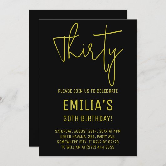 Minimalistisch Gold Script | Dertigste verjaardag Bedankkaart (Voorkant / Achterkant)
