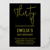 Minimalistisch Gold Script | Dertigste verjaardag Folie Uitnodiging (Voorkant)