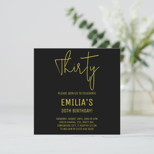 Minimalistisch Gold Script | Dertigste verjaardag Save The Date (Staand voorkant)