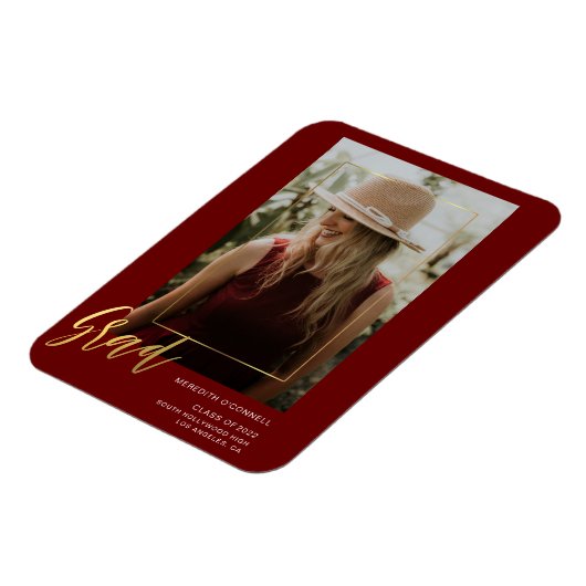 Minimalistisch Gold Script Photo Afstudeerder Aank Magneet (Linkerzijde)