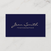 Minimalistisch Gold Typografie Elegant Navy Blue Visitekaartje (Voorkant)