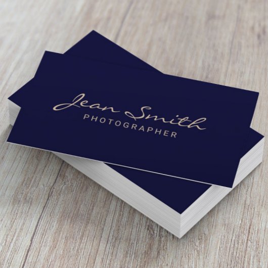 Minimalistisch Gold Typografie Elegant Navy Blue Visitekaartje
