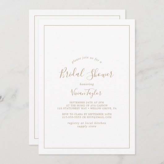 Minimalistisch Gold-Vrijgezellenfeest Kaart (Voorkant / Achterkant)